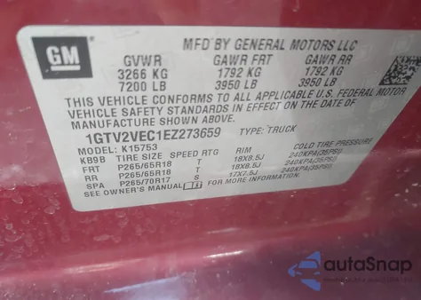 2014 GMC Sierra 1500 Slt from USA, damaged, VIN 1GTV2VEC1EZ273659